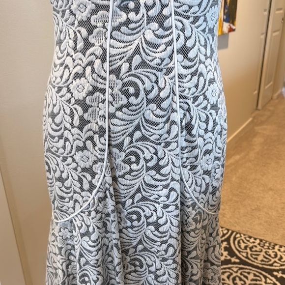 Maggy London Black and White A-line Midi Dress - Picture 4 of 12